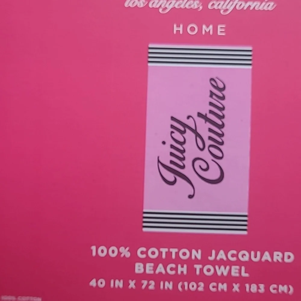 Juicy Couture Fuschia and Black Towel - 40x72